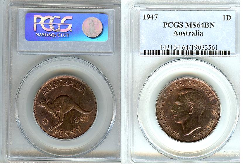Australian Penny 1947 PCGS MS64BN